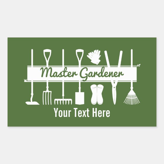 Personalised Modern Forest Green Master Gardener Rectangular Sticker (Front)