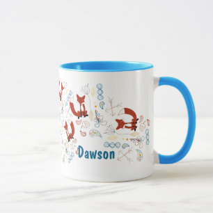 Personalised Modern Fox Woodland Pattern Mug