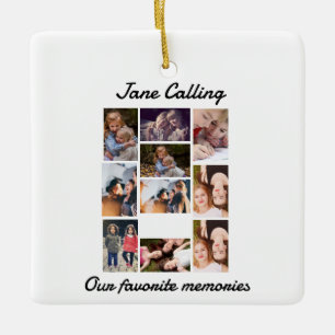 Personalised Modern Friends 10 Photo Collage  Ceramic Ornament
