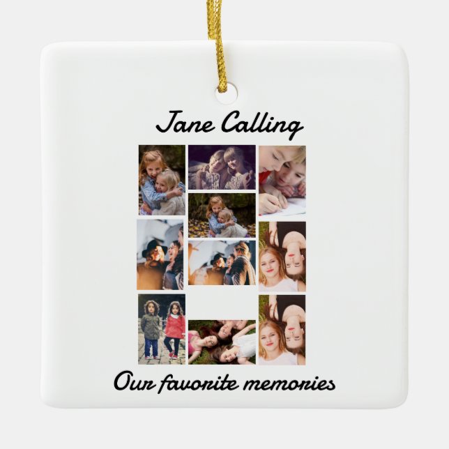 Personalised Modern Friends 10 Photo Collage  Ceramic Ornament (Front)