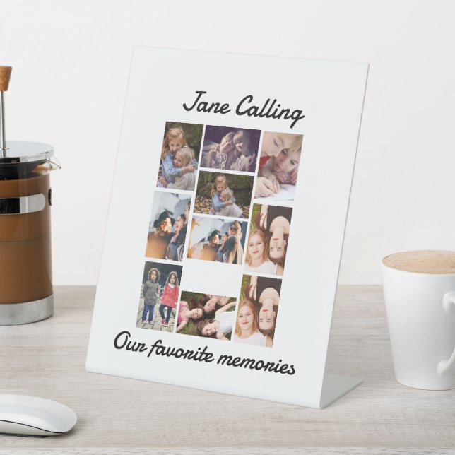 Personalised Modern Friends 10 Photo Collage  Lugg Pedestal Sign (In SItu)