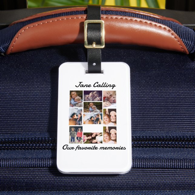 Personalised Modern Friends 10 Photo Collage  Luggage Tag (Front Insitu 2)