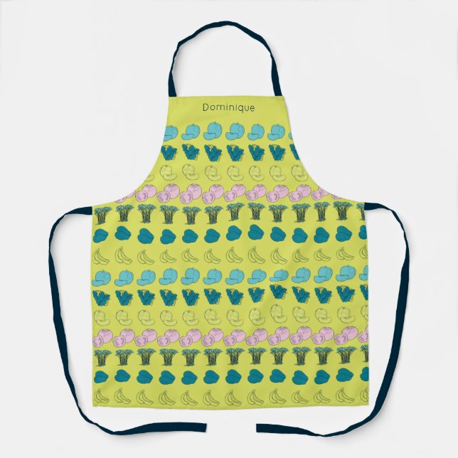 Personalised Modern Fruit & Veggie Print Apron (Front)