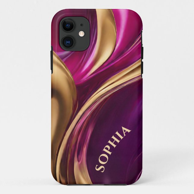 Personalised Modern-Fuchsia Purple and Gold- Case-Mate iPhone Case (Back)