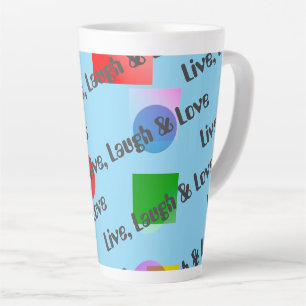 Personalised Modern Fun & Colourful Geometric, Blu Latte Mug