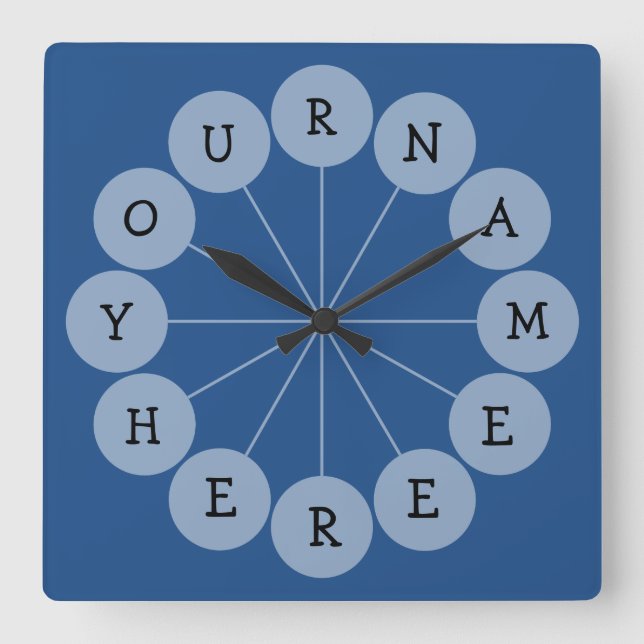 Personalised Modern Fun Name Clock (Front)