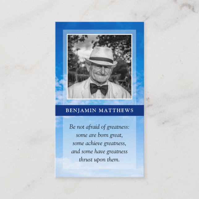 Personalised Modern Funeral Prayer Quote Blue Sky Enclosure Card (Front)
