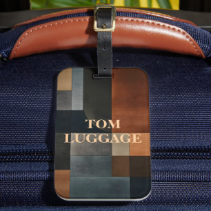 Personalised Modern Geometric Earthy Luggage Tag