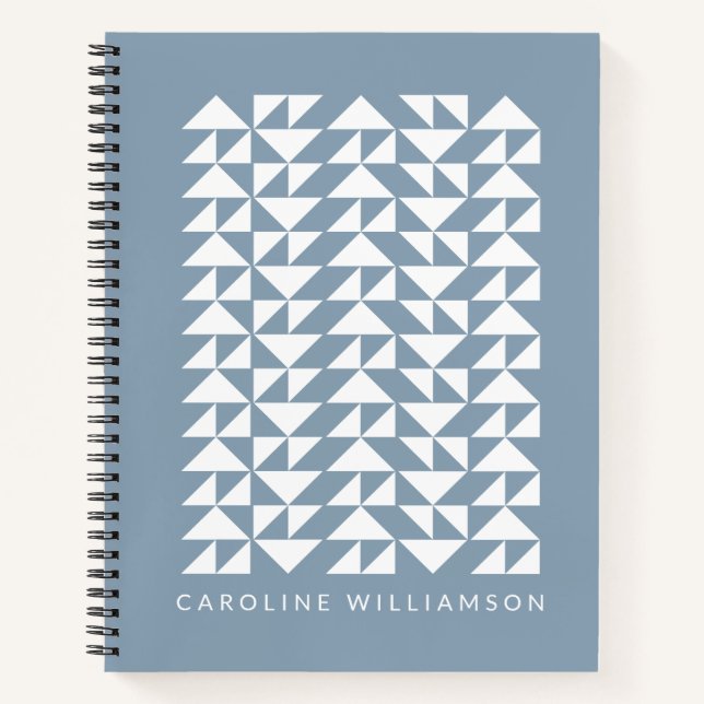 Personalised Modern Geometric Minimalist Blue Notebook (Front)