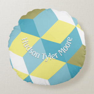 Personalised Modern Geometric Pattern Round Cushion