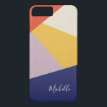 Personalised Modern Geometric Triangles iPhone 8 Plus/7 Plus Case<br><div class="desc">Here's a bright modern version of the popular asymmetrical triangle pattern using this year's trending colours in shades of coral, green, ochre, tan, mauve, and navy blue. The design has been created so that it can be personalised with your name using a script typography font you're going to love. This...</div>