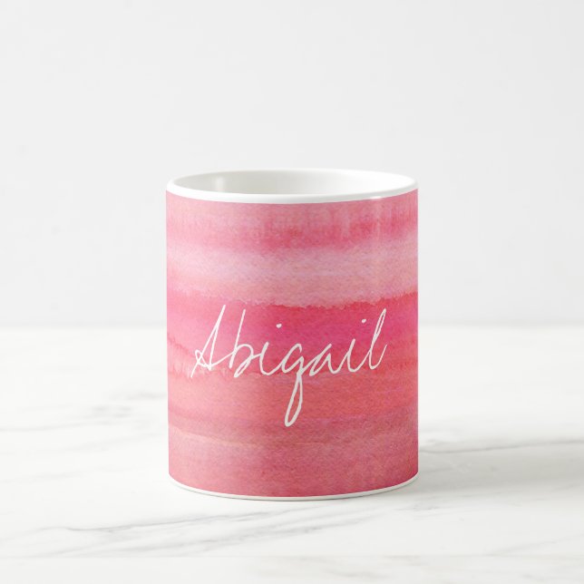 Personalised Modern Girl Pink Rose Coffee Mug (Center)