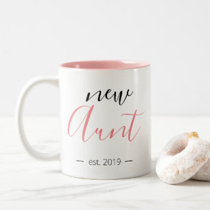 Personalised Modern Girly New Aunt Two-Tone Coffee Mug