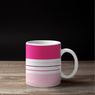 Personalised Modern Girly Pink Stripes Coffee Mug