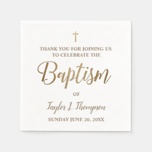 Personalised Modern gold and white baptism Napkin