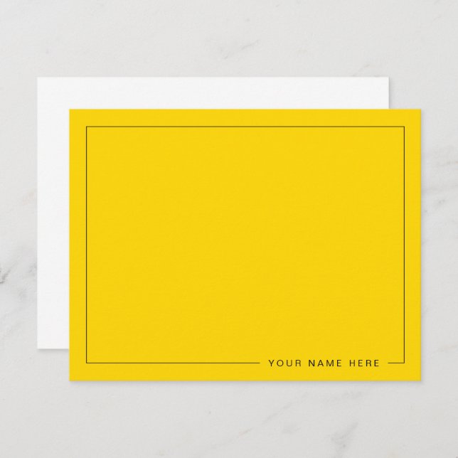 Personalised Modern Gold Flat Note Card (Front/Back)
