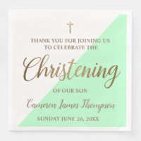Personalised Modern gold green Boy Christening