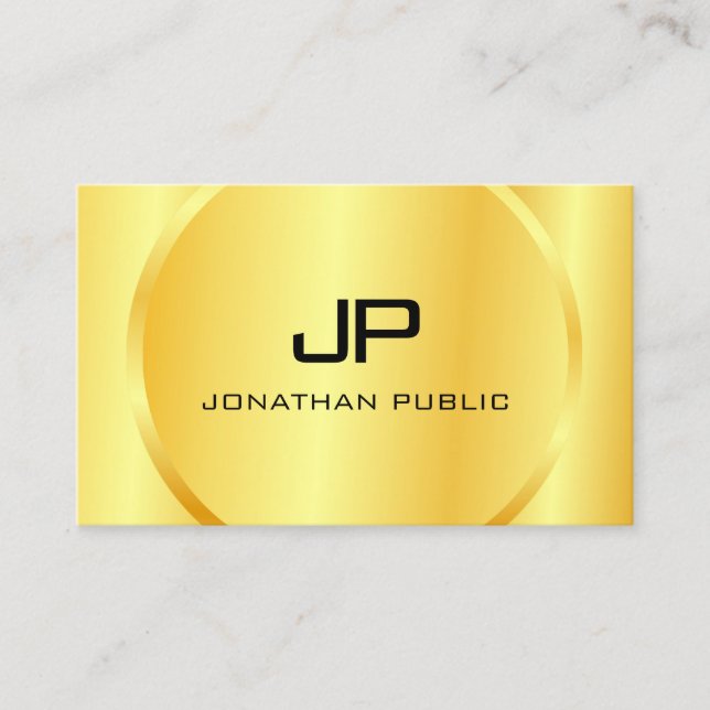 Personalised Modern Gold Look Monogram Elegant Business Card (Front)