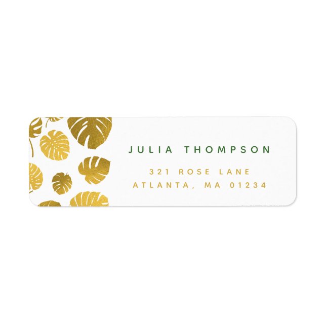 Personalised Modern Gold Monstera Leaves Pattern  (Front)