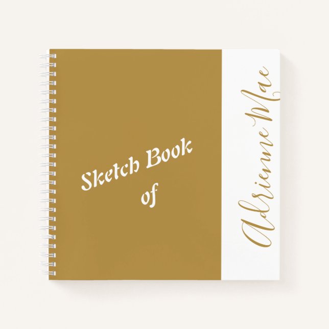 Personalised Modern Gold Your Name Sketchbook Notebook (Front)