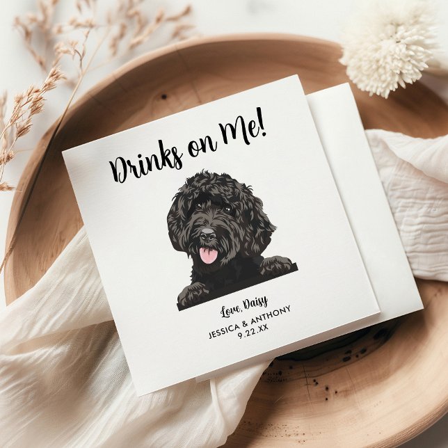 Personalised Modern Goldendoodle Dog Wedding  Napkin (Creator Uploaded)