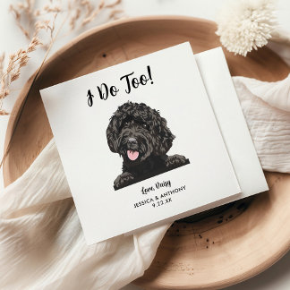 Personalised Modern Goldendoodle Dog Wedding  Napkin