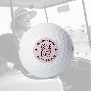 Personalised Modern Golf Club Name Blush Pink Balls