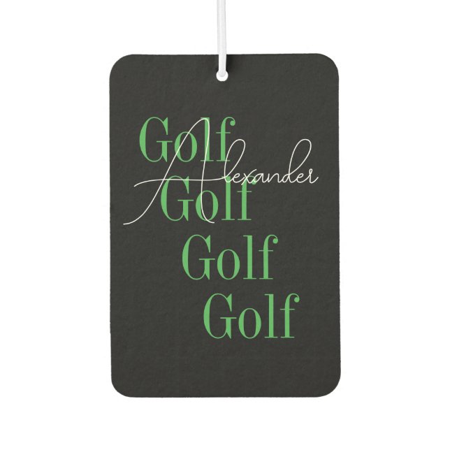 Personalised Modern Golf Typography Car Air Freshener (Front)