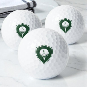 Personalised Modern Golfer Green Initial Monogram Golf Balls