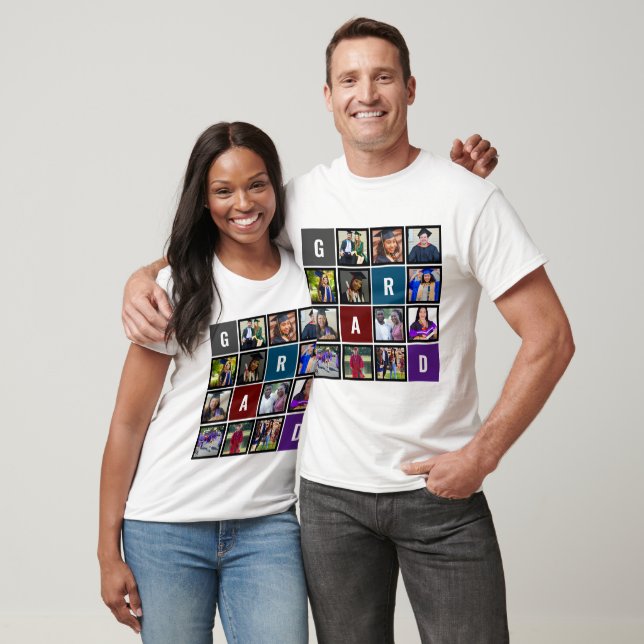 Personalised Modern Grad Photo Collage Graduation T-Shirt (Unisex)