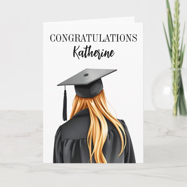 Personalised Modern Graduation Female Graduate Card (Front)