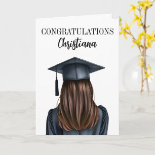 Personalised Modern Graduation Female Graduate Card
