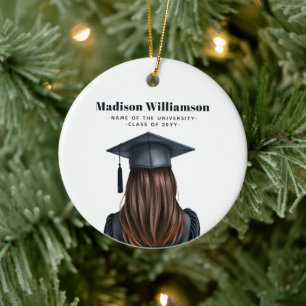 Personalised Modern Graduation Female Graduate Ceramic Tree Decoration