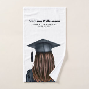 Personalised Modern Graduation Female Graduate Hand Towel