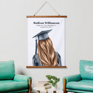 Personalised Modern Graduation Female Graduate Hanging Tapestry