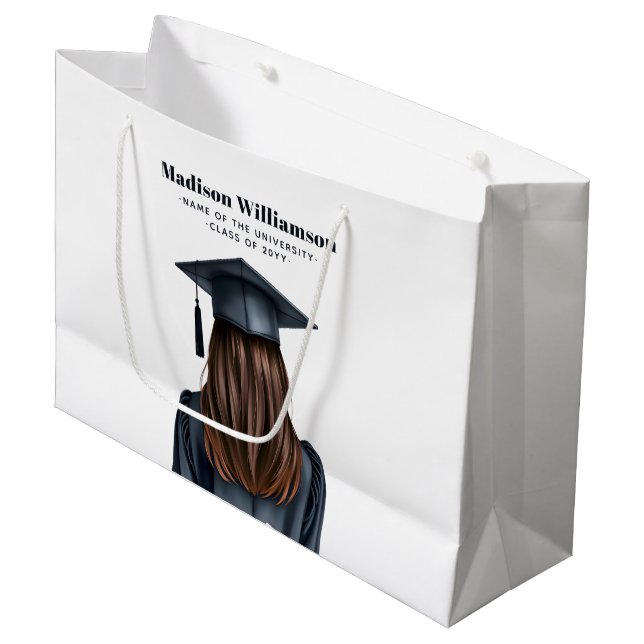 Personalised Modern Graduation Female Graduate Large Gift Bag (Front Angled)