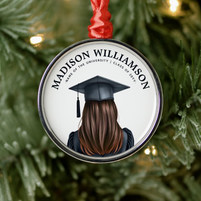 Personalised Modern Graduation Female Graduate Metal Tree Decoration (Tree)