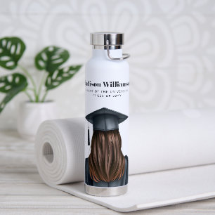 Personalised Modern Graduation Female Graduate Water Bottle