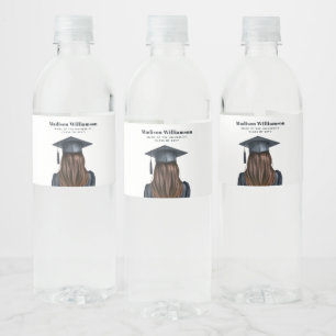 Personalised Modern Graduation Female Graduate Water Bottle Label