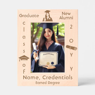 Personalised Modern Graduation Photo Cap, Diploma Etched Frames