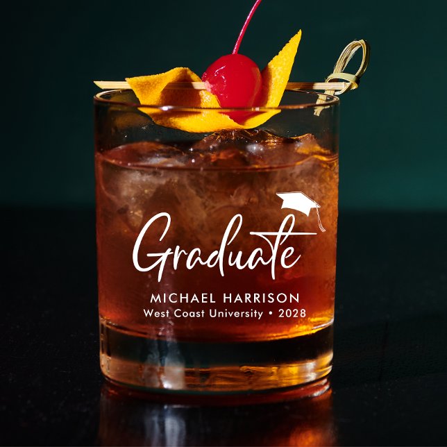 Personalised Modern Graduation Whiskey Glass (Creator Uploaded)