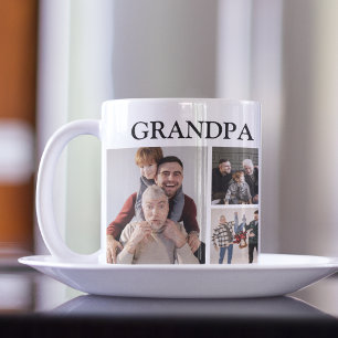 Personalised Modern Grandpa 6 Photo Coffee Mug