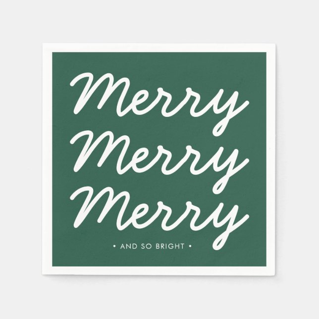Personalised Modern Green Christmas  Napkin (Front)
