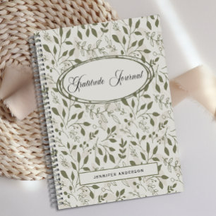 Personalised Modern Green Leaf Gratitude Journal 