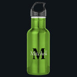 Personalised Modern Green Monogram  532 Ml Water Bottle<br><div class="desc">Personalised Modern Green Monogram stainless steel water bottle</div>