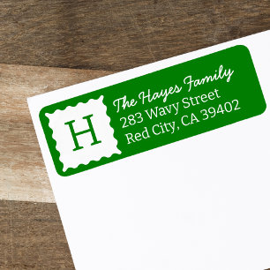 Personalised Modern Green Monogram Return Address