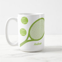 Personalised Modern Green Tennis Ball Racket