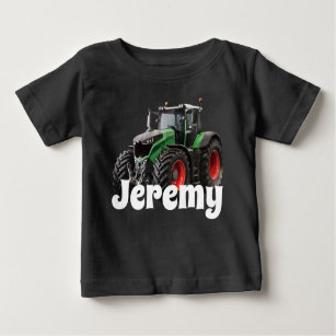 Personalised Modern Green Tractor Baby T-Shirt