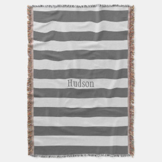 Personalised Modern Grey and White Striped Pattern Throw Blanket