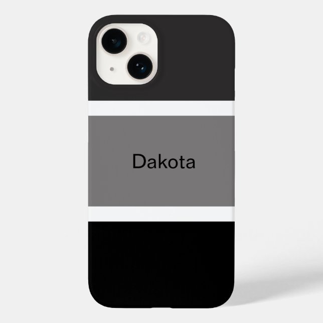 Personalised Modern Grey Black White Stripe Name Case-Mate iPhone Case (Back)